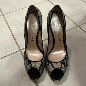 Platform Casadei snake print heels, size 7